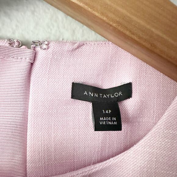 Ann Taylor Crewneck Flare Short Sleeve Pink Sheath Dress Women's Size 14 petite - Picture 6 of 15